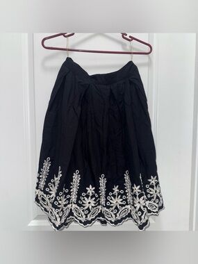 Lucky & Coco 100% Cotton Black Embroidered Hem Skirt